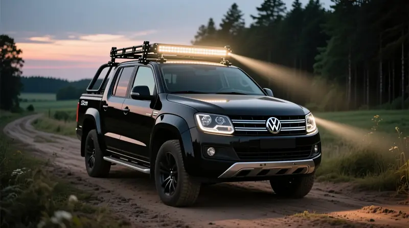 53cm LED BAR vs Apvalūs žibintai stoginei bagažinei