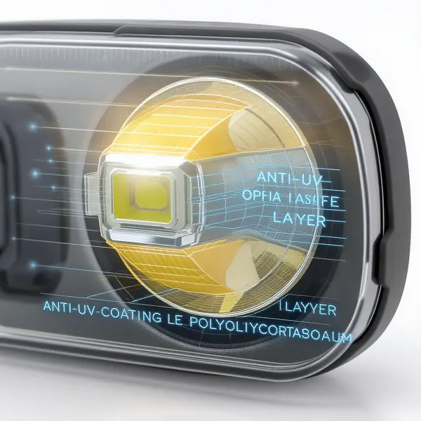 Automobilinių LED žibintų anti-UV dangos technologija ir polikarbonato lęšių apsauga nuo saulės poveikio