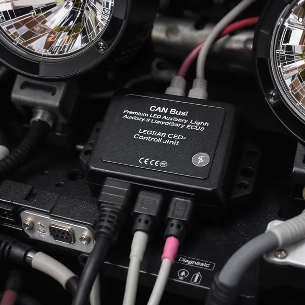 CAN Bus ECU valdymo blokas su integruotais LED papildomais žibintais automobiliui