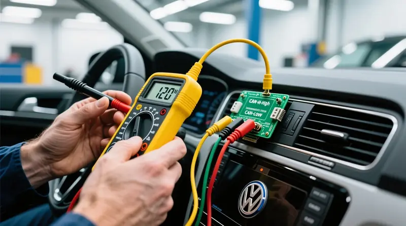 CAN-bus terminacijos diagnostika: 120Ω rezistorių patikra