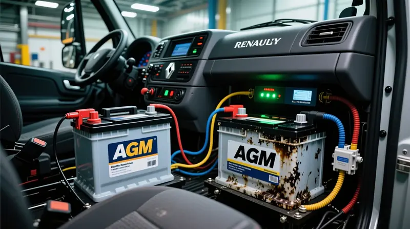 Dual battery sistemos desulfatavimas europiniame komerciniame transporto priemonėje su impulsine įkrova