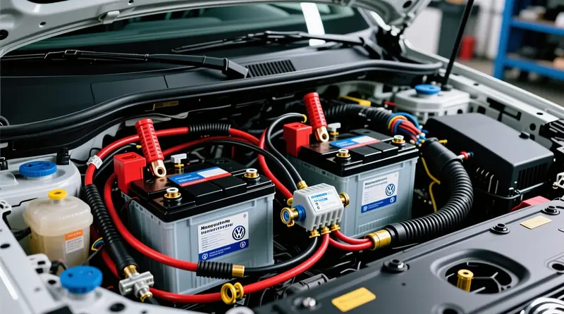 Dviejų akumuliatorių sistema su įtampos izoliatorium Volkswagen Amarok - tinkamas lygiagretus jungimas ir laidų montavimas