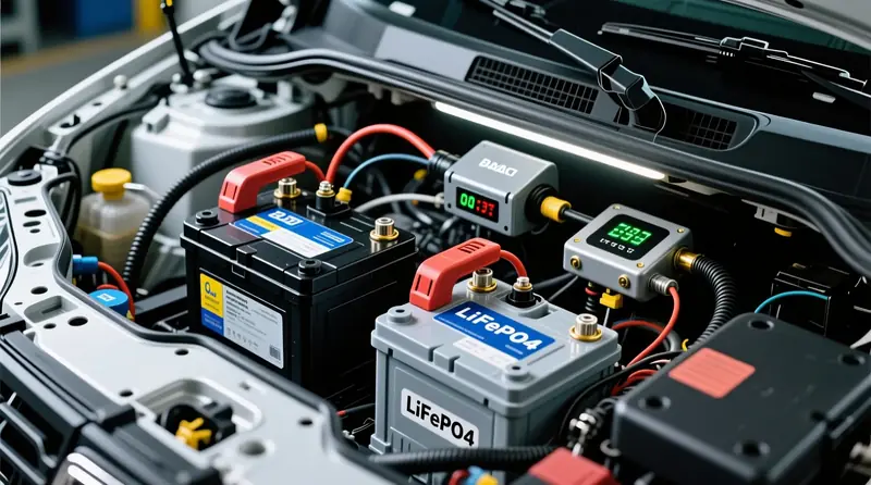 Dual battery sistema su MPPT kontroleriu ir LiFePO4 papildomu akumuliatoriumi Dacia Duster automobilyje