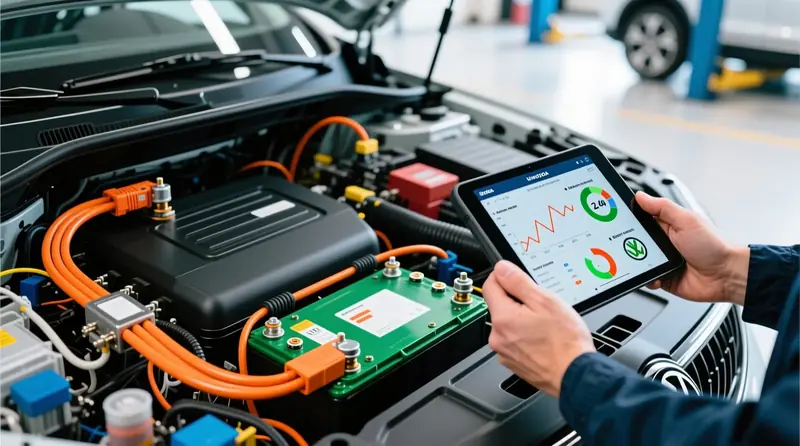 Elektromobilio baterijos valdymo sistema ir ląstelių balansavimo procesas diagnostikos metu