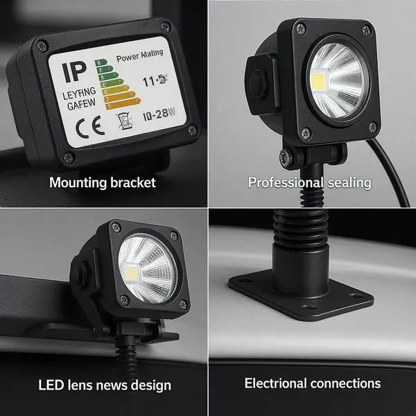 Profesionalus LED švyturėlis su IP67 reitingu ir montavimo sistema automobiliui - techninės specifikacijos ir energijos suvartojimas