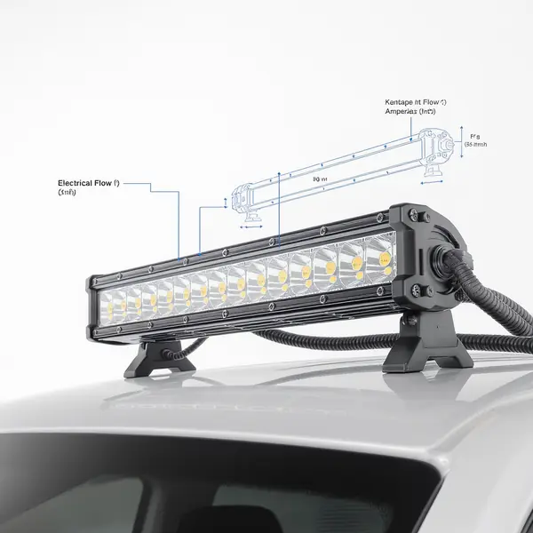 LED darbo žibintų srovės suvartojimas ir generatoriaus apkrova
