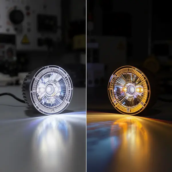 LED pagalbinių žibintų palyginimas - kvantinių taškų technologija prieš įprastą fosforo dangą automobilio apšvietimui