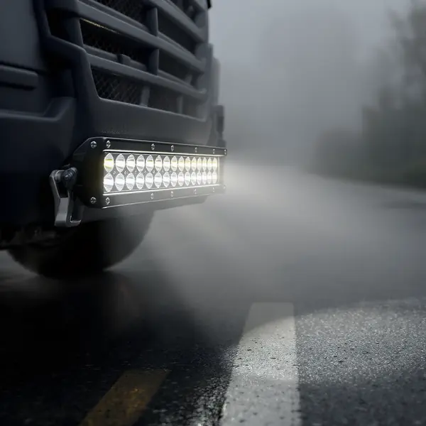 4300K spalvų temperatūros LED žibintų matomumas rūkingomis oro sąlygomis ant sunkvežimio