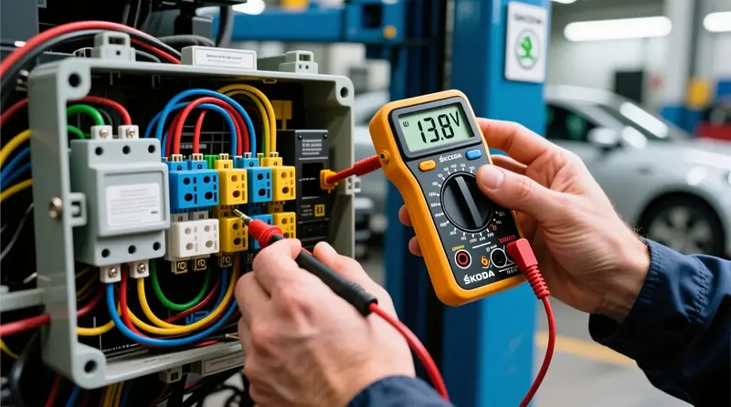 Saugiklių ir elektrinių kontaktų testavimas multimetru Škoda automobilyje - diagnostikos procedūra