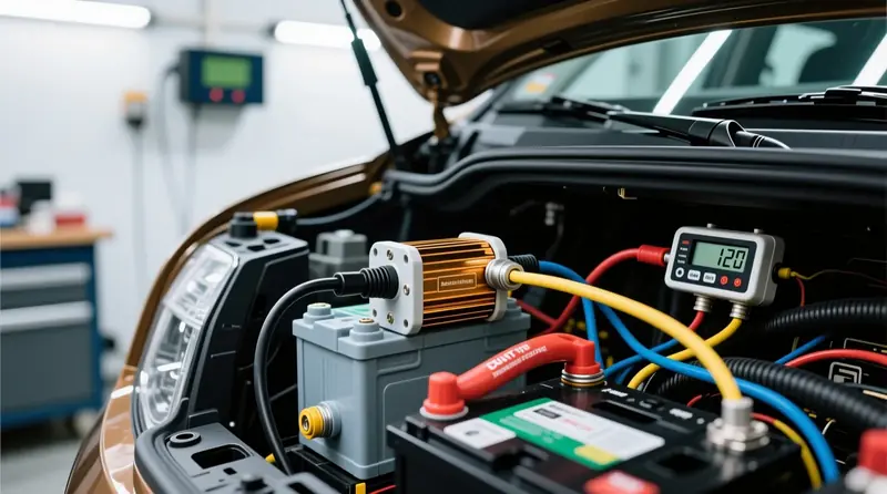 Profesionalus šunto tipo baterijos monitoriaus montavimas Dacia Duster off-road sistemoje su tinkama 12V elektros instaliacija ir laidų schema