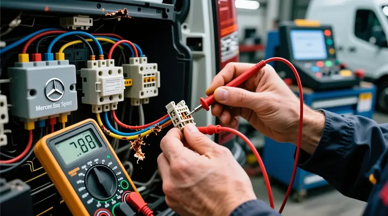 Vibracijos ir kontaktų testavimas multimetru europiniame komerciniame automobilyje - praktinė diagnostikos procedūra