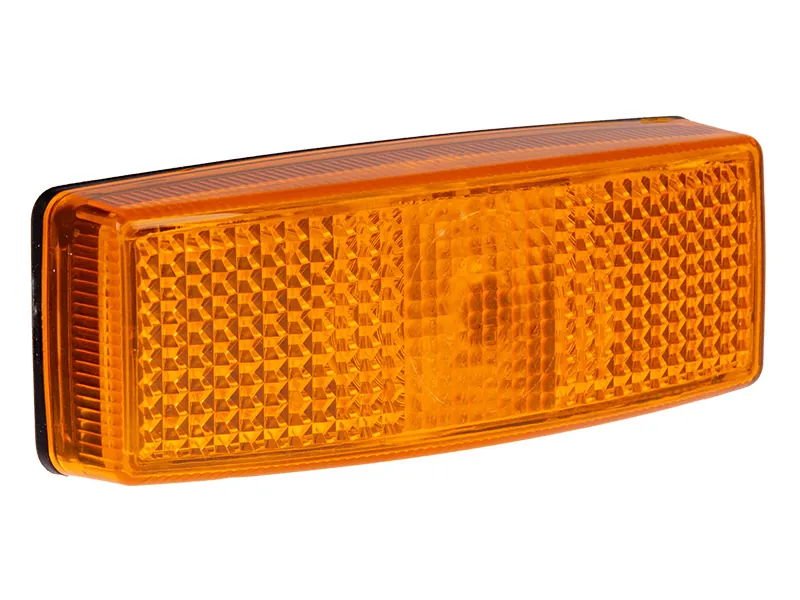 TALMU Halogeninis geltonas šoninis gabaritinis žibintas su atšvaitu, T10, 110x40x25mm, 45mm tvirtinimo tarpas