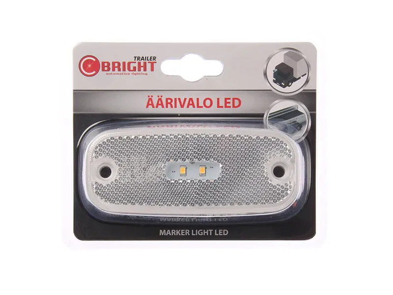 C-BRIGHT Baltas LED šoninis gabaritinis žibintas su reflektoriumi, 12-24V, ECE R10 sertifikuotas - Ledbarzibintai.lt
