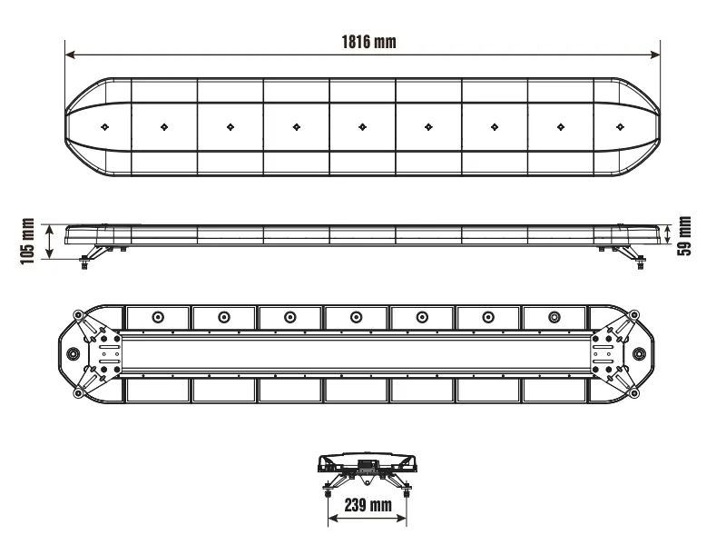 OPTIBEAM Dark Phantom 1800 LED Švyturėlių Panelė | 132 LED | ECE R65 Sertifikatas | 10-30V - Attēls 2
