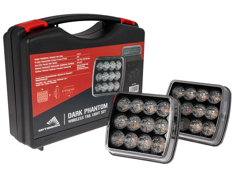 OPTIBEAM Dark Phantom Belaidis LED Galinių Žibintų Komplektas su 7-pin Jungtimi - 12-24V, IP67