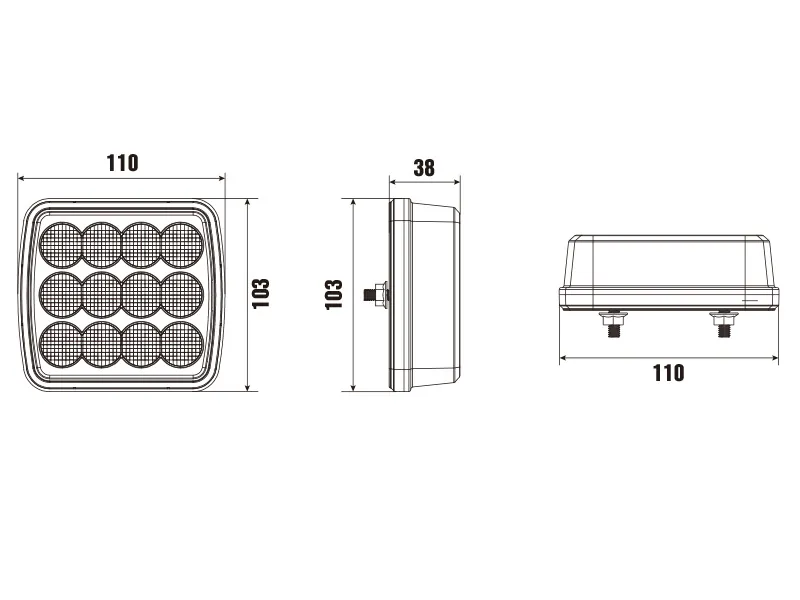 OPTIBEAM Dark Phantom LED Galinis Žibintas - Universalus 12-24V Kvadratinis Žibintas ECE R148, R10 Sertifikuotas - Attēls 6