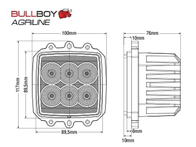 BULLBOY AGRILINE LED Darbo Žibintas Valtra Traktoriams 4530lm IP68 - Attēls 2