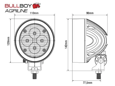 BULLBOY AGRILINE JD LED Darbo Žibintas 60W 6000lm John Deere Traktoriams - Attēls 4