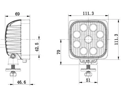 SAE LED Darbinis Žibintas Flood 1450lm IP68 - Attēls 2