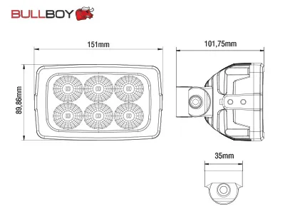BULLBOY AGRILINE LED Darbo Žibintas 2988lm IP68 Profesionalus - Attēls 2