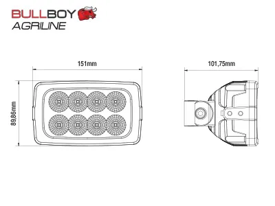 BULLBOY AGRILINE LED Darbo Žibintas Valtra 4500lm IP68 - Attēls 3
