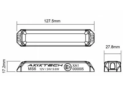 AXIXTECH LED įspėjamasis horizontalus signalinis žibintas, raudona šviesa, 11-30V, IP67, ECE R65 sertifikuotas - Attēls 2