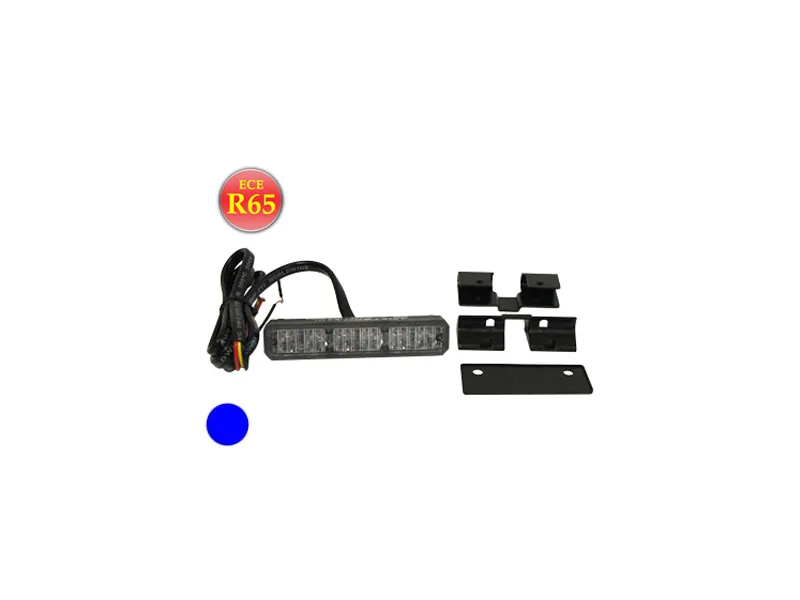 LED įspėjamasis žibintas mėlynas, 107x24x42mm, 12-24V, ECE R65 - Ledbarzibintai.lt