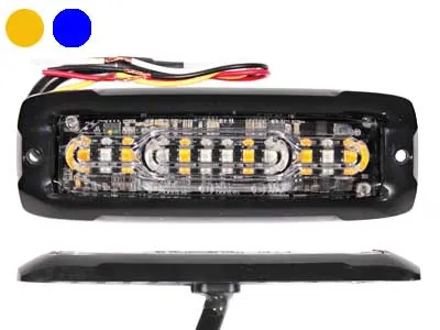 AXIXTECH LED horizontalus signalininis žibintas - 12xPowerLED gintarine/mėlyna, 12-24V, IPX8
