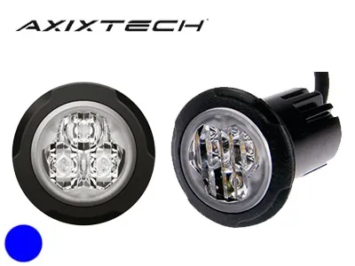 AXIXTECH LED Horizontalus Įspėjamasis Žibintas - Mėlyna Spalva, 3 LED, 12-24V, ECE R65 Sertifikuotas