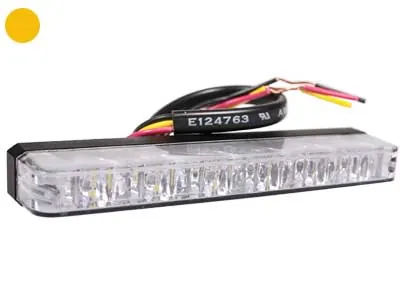AXIXTECH Gintarinės spalvos LED horizontalus įspėjamasis žibintas, 12-24V, ECE R65 sertifikuotas, su 23 skirtingomis mirksėjimo funkcijomis