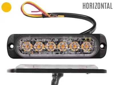 AXIXTECH LED horizontalus įspėjamasis žibintas, itin plonas 9mm, 12-24V, gintariniai LED, ECE R65 patvirtinimas