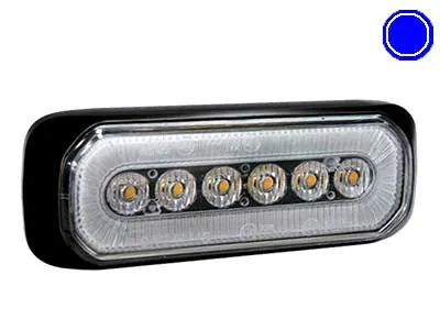 AXIXTECH LED horizontalus signalinis žibintas su mėlynu Halo žiedu | 12-24V | ECE R65 | IPx8