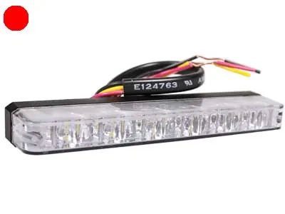 AXIXTECH LED horizontalus įspėjamasis žibintas, raudonos spalvos, 6 LED, 12-24V, aliuminio korpusas, ECE R65 XR1 sertifikuotas