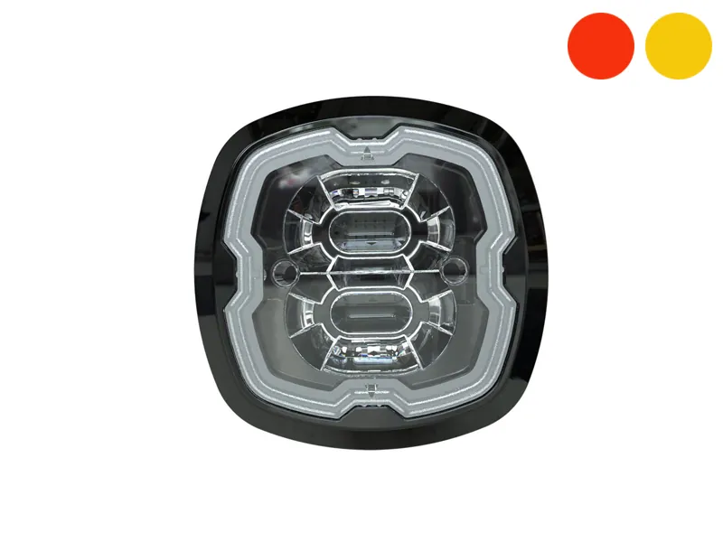 AXIXTECH Dviejų spalvų LED įspėjamasis žibintas - Aliuminio korpusas, 12-24V, ECE R10/R65, SAE Sertifikatai