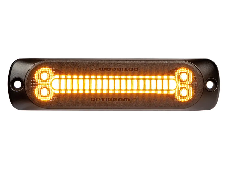 OPTIBEAM Dark Phantom SX6 LED Horizontalus Signalinis Žibintas - Geltonas, 24 LED, 12-24V, ECE R65/R10/R148 Sertifikuotas - Ledbarzibintai.lt