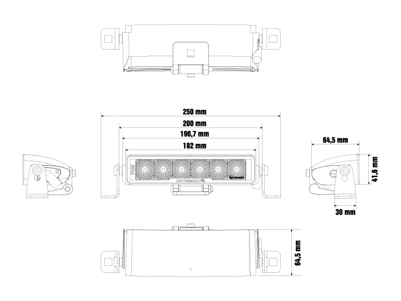 OPTIBEAM PURE 185 LED darbo žibintas-panelis 5000lm, 200mm, 9-36V - Attēls 3