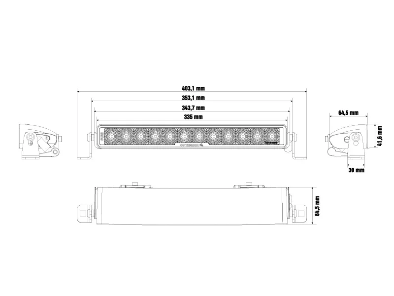 OPTIBEAM PURE 335 LED darbo žibintas-panelis 10849lm, 353mm, 9-36V - Attēls 4