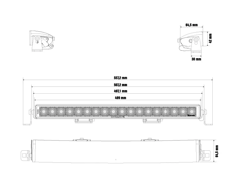 OPTIBEAM PURE 506 LED darbo žibintas-panelis 16340lm, 507mm, 9-36V - Attēls 3