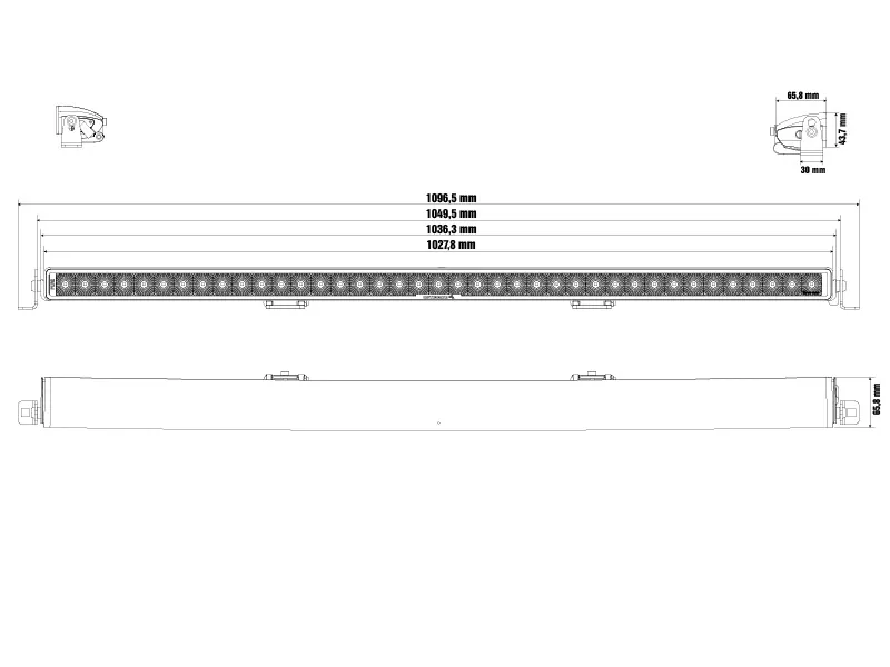 OPTIBEAM PURE 1025 LED darbo žibintas-panelis 35000lm, 1050mm, 9-36V - Attēls 3