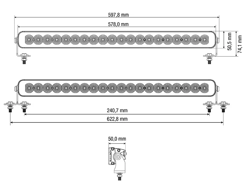 BULLBOY PROLINE REACTOR SINGLE 578 LED Darbo Žibintas Panelis 17000lm, 10-30V, R10 Sertifikuotas - Attēls 3