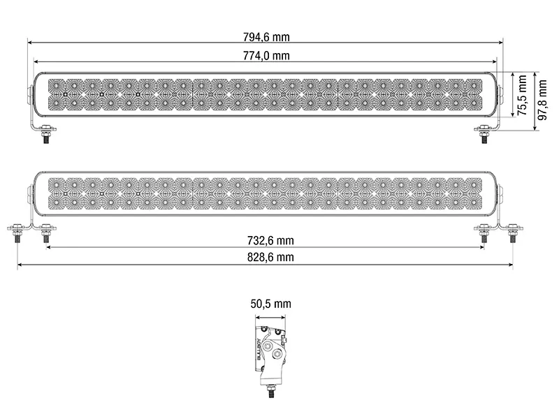 BULLBOY PROLINE REACTOR DOUBLE 774 LED Darbo Žibintas 28000lm, 10-30V, IP67/IP69K - Attēls 2