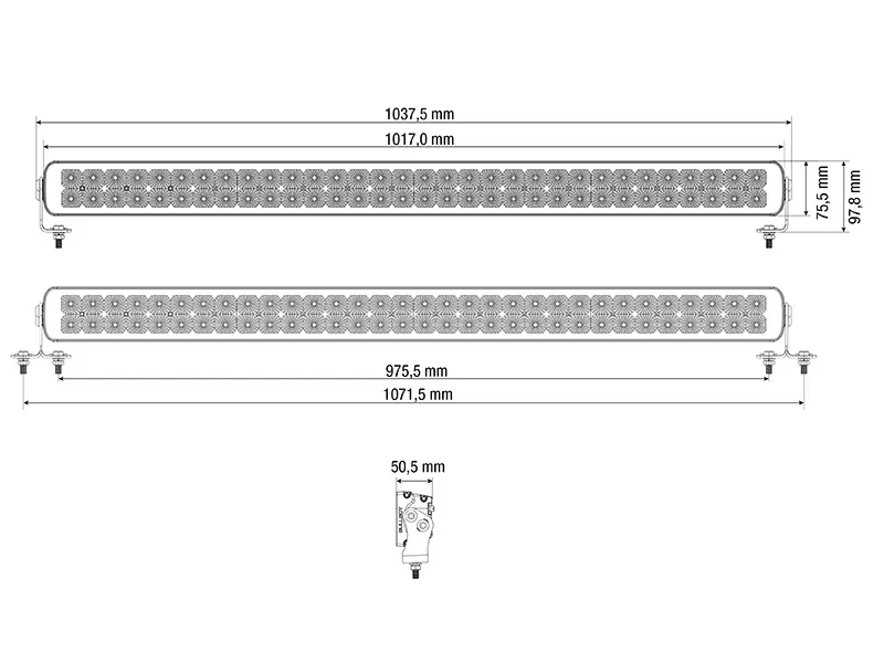 BULLBOY PROLINE REACTOR DOUBLE 1017 LED Darbo Žibintų Panelis, 35000lm, 10-30V, IP67/IP69K - Attēls 2