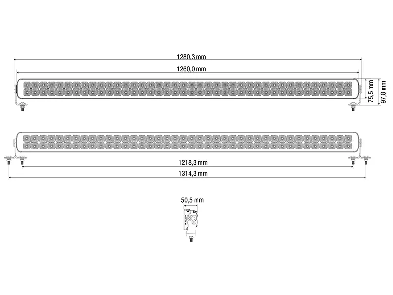 BULLBOY PROLINE REACTOR DOUBLE 1260 LED darbo žibintas, 44000lm, 10-30V, IP67/IP69K sertifikuotas - Attēls 2