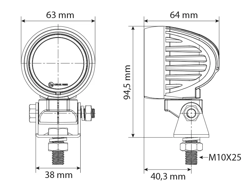 Bullboy Agriline 20W LED darbo žibintas, 2500lm, 9-32V, IP68, aliuminio korpusas - Attēls 5