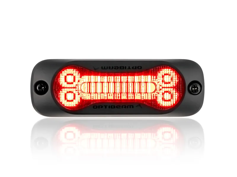 OPTIBEAM Dark Phantom SX3 LED įspėjamasis žibintas, raudonas, ECE R65 Class 2 - Ledbarzibintai.lt