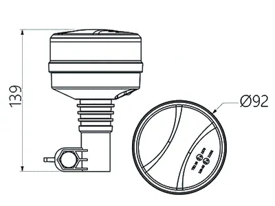 LED Švyturėlis Mini R65 12/24V Mėlynas su Tvirtinimu - Ledbarzibintai.lt