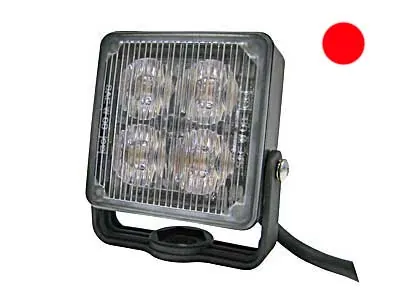 LED Įspėjamasis Žibintas su 4x1W Raudonais LED ir 19 Skirtingų Blykčiojimo Režimų, 12-24V, Metalinis Korpusas - Ledbarzibintai.lt