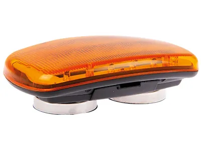 Gintaro spalvos LED įspėjamasis žibintas su baterijomis - 18 ryškių LED, 3 režimai, magnetinis tvirtinimas