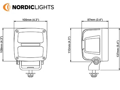 NORDIC LIGHTS Scorpius Pro 445 LED darbo žibintas - Flood 4400lm, 12-24V, IP68, aliuminio rėmas - Attēls 2
