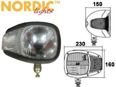 NORDIC Priekinis Žibintas H4/T10 su Posūkio Rodikliu ir Gabaritine Šviesa, 230x160x150mm